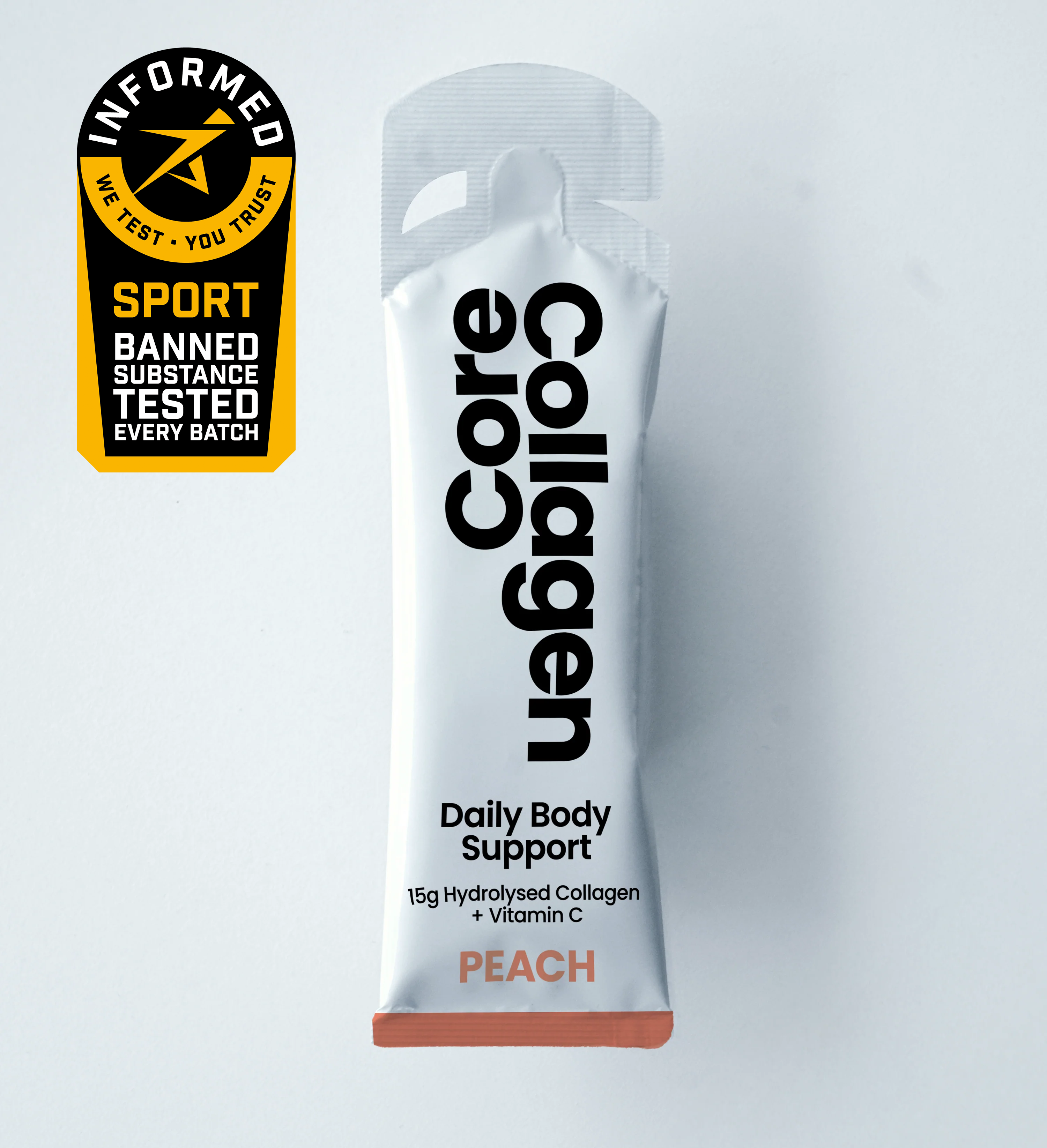 Core Collagen Daily Body Support Gel – 15g Hydrolysed Collagen Sachets – Peach – 14 Pack